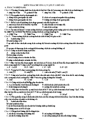 5 Đề kiểm tra Chương 1,2 môn Vật lý Lớp 11